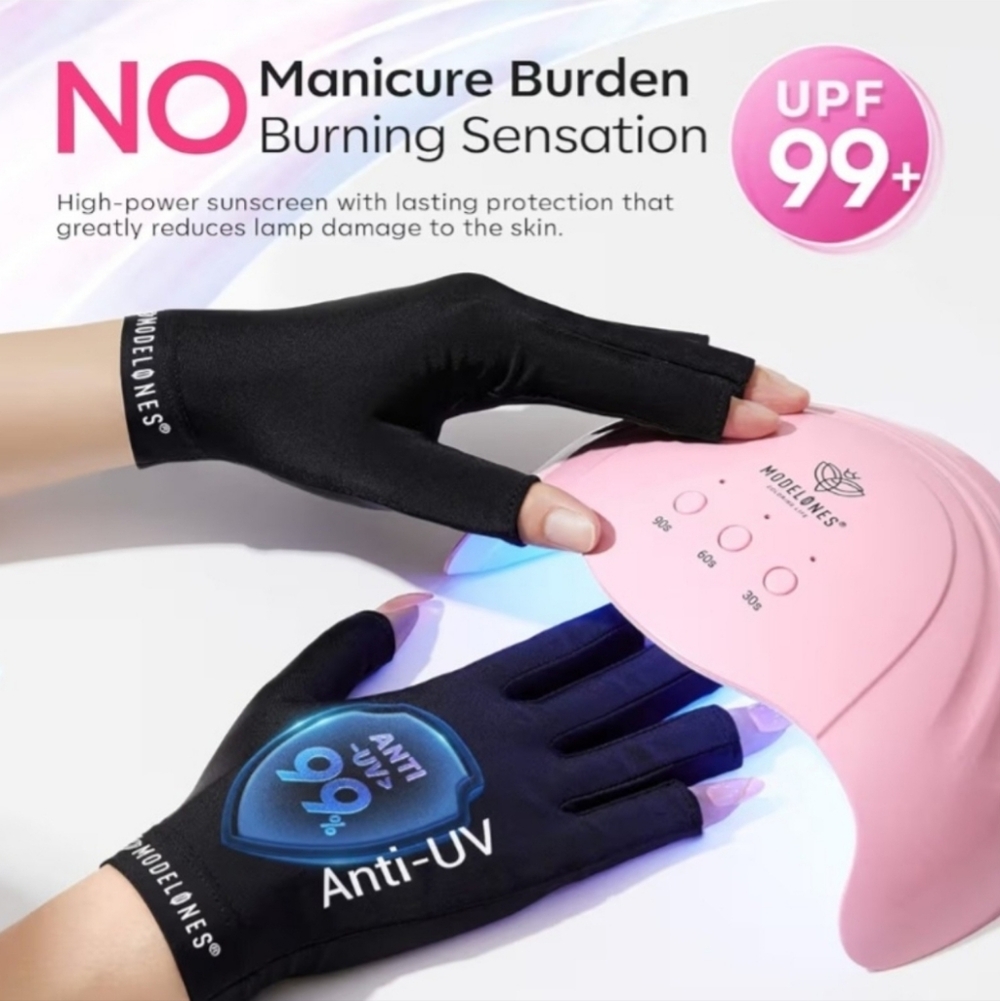 Modelones Anti UV Gloves For Gel Nails UV Protection Manicures